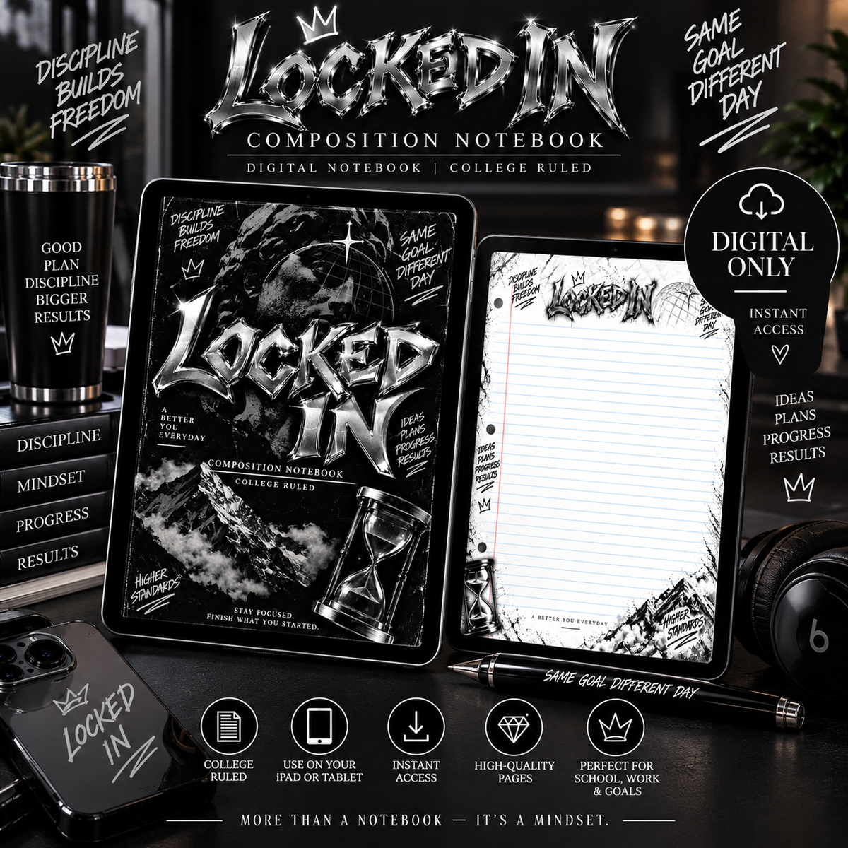 LOCKED IN Digital Composition Notebook